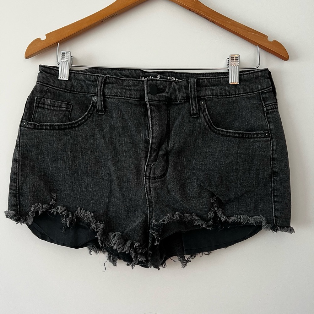 Black denim shorts